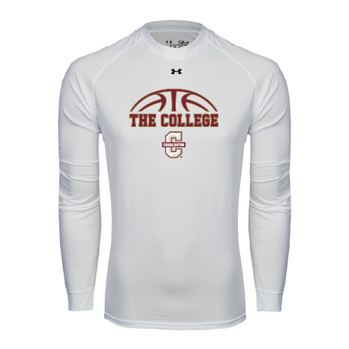  Under Armour White Long Sleeve Tech Tee - Basketball Ball Design