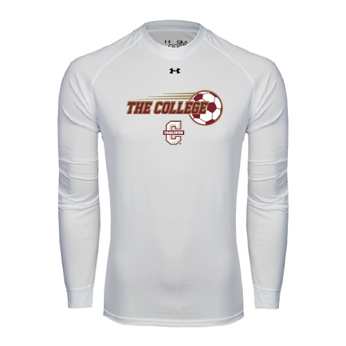  Under Armour White Long Sleeve Tech Tee - Soccer Ball Design