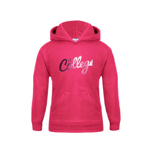  Youth Hot Pink Fleece Hoodie - The College Script Foil