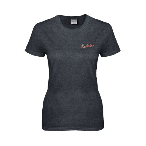 Womens Dark Heather Short Sleeve Tee - Charleston Script