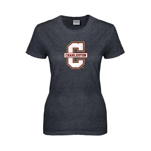  Womens Dark Heather Short Sleeve Tee - Official Logo - C Charleston