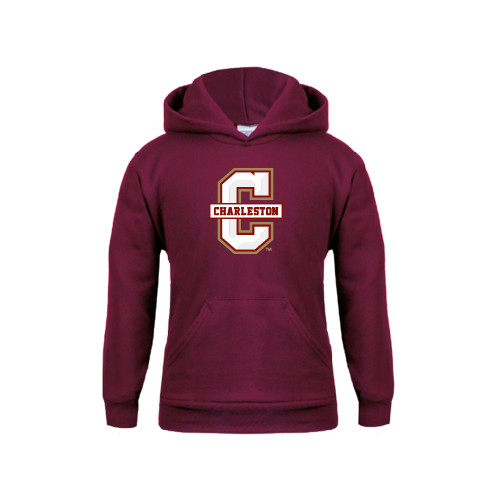  Youth Maroon Fleece Hoodie - Official Logo - C Charleston