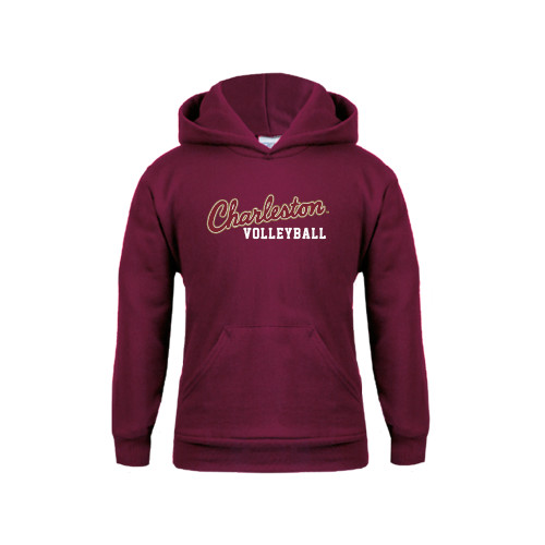  Youth Maroon Fleece Hoodie - Volleyball