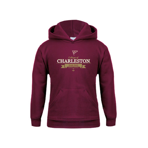  Youth Maroon Fleece Hoodie - Sailing Anchor Design