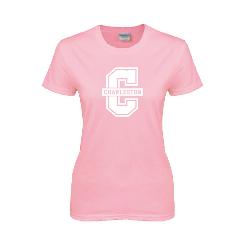  Womens Pink Short Sleeve Tee - Official Logo - C Charleston