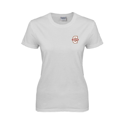  Womens White Short Sleeve Tee - Official Logo - C Charleston