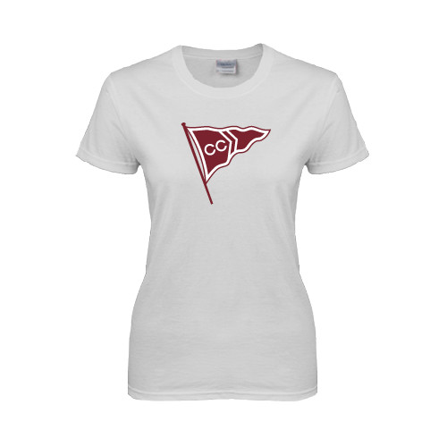  Womens White Short Sleeve Tee - CC Sailing Flag Rising