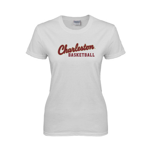  Womens White Short Sleeve Tee - Basketball