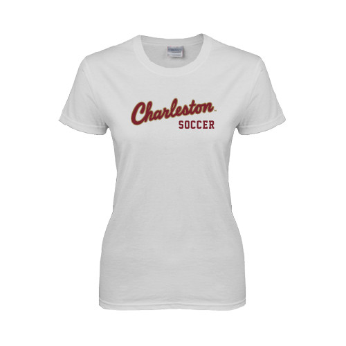  Womens White Short Sleeve Tee - Soccer