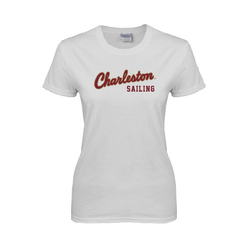  Womens White Short Sleeve Tee - Sailing