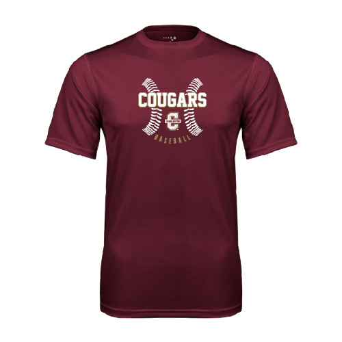 Maroon Performance Tee - Baseball Ball Design