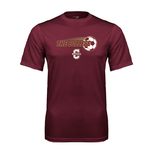  Maroon Performance Tee - Soccer Ball Design