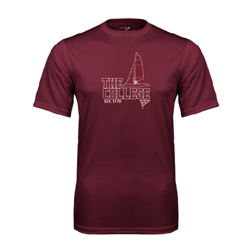  Maroon Performance Tee - Sail Boat Design