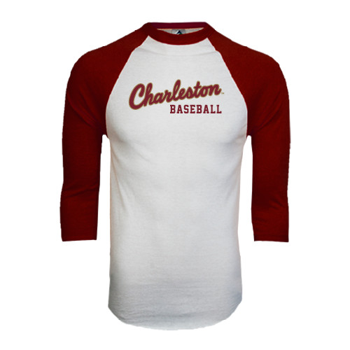  White/Maroon Raglan Baseball T Shirt - Baseball