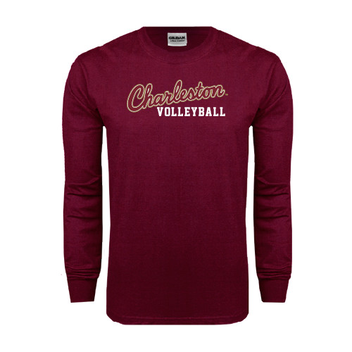 Maroon Long Sleeve T-Shirt - Volleyball