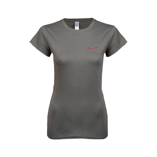  Next Level Womens Charcoal Boyfriend Tee - Charleston Script