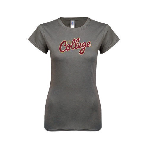  Next Level Womens Charcoal Boyfriend Tee - The College Script