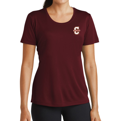  Womens Maroon Performance Short Sleeve Tee - Official Logo - C Charleston