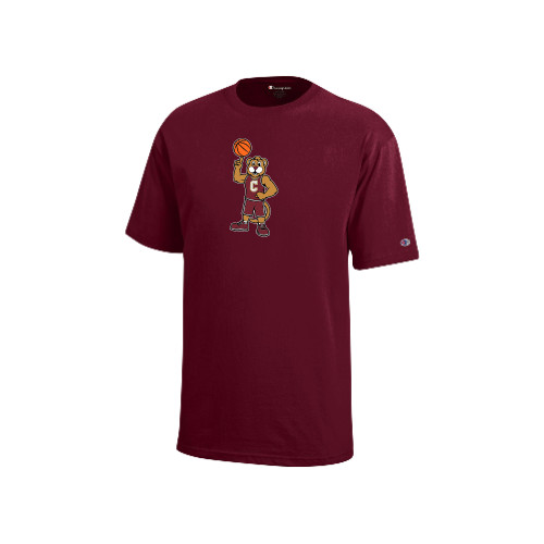  Champion Youth Maroon Short Sleeve Tee - Charleston Cougars Mascot - Basketball