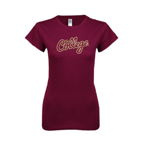  Next Level Womens Maroon Boyfriend Tee - The College Script