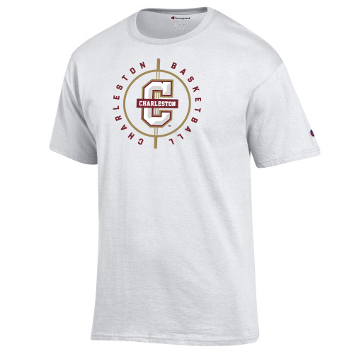  Champion White T Shirt - Charleston Basketball Midcourt Rounded
