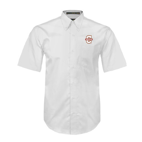  White Twill Button Down Short Sleeve - Official Logo - C Charleston