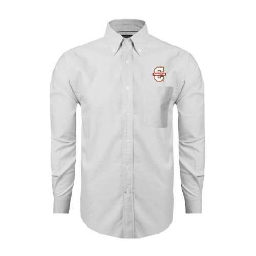  White Oxford Long Sleeve Shirt - Official Logo - C Charleston
