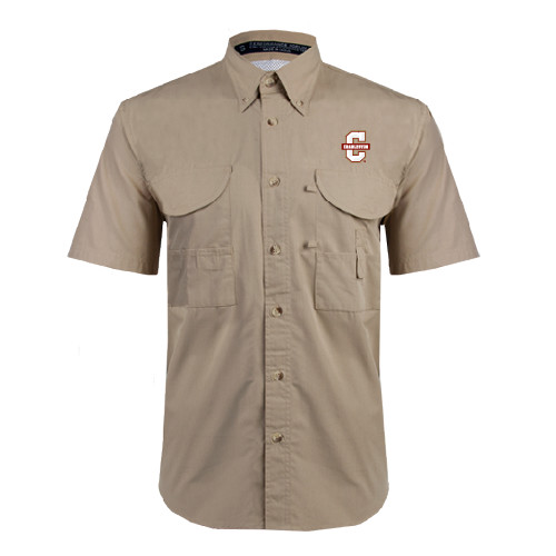  Khaki Fishing Shirt Performance Short Sleeve - Official Logo - C Charleston