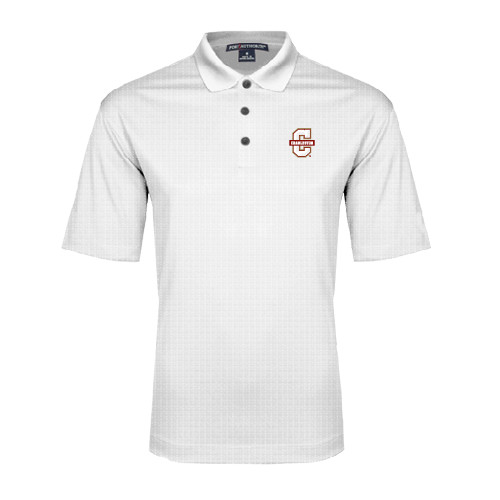  White Performance Fine Jacquard Polo - Official Logo - C Charleston