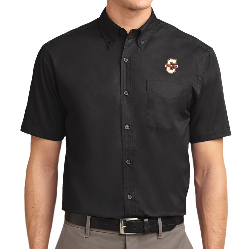  Black Twill Button Down Short Sleeve - Official Logo - C Charleston