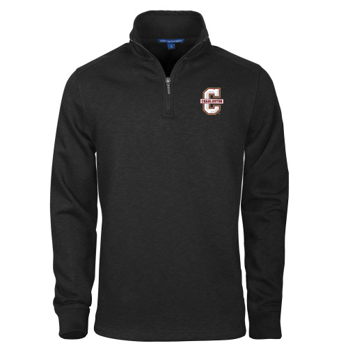  Black Slub Fleece 1/4 Zip Pullover - Official Logo - C Charleston