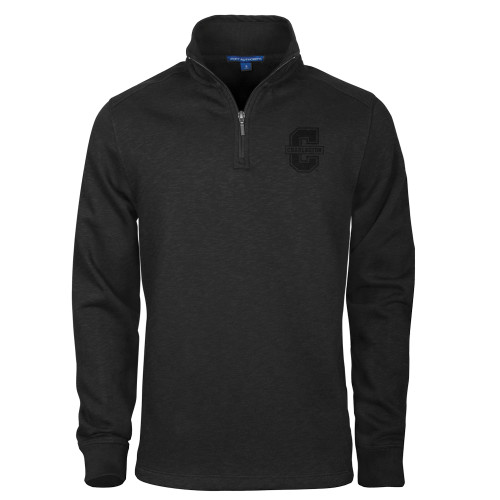  Black Slub Fleece 1/4 Zip Pullover - Official Logo - C Charleston Tone