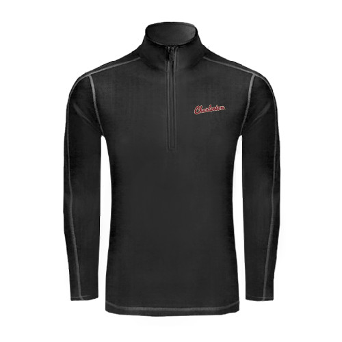  Sport Tek Black Sport Wick Stretch 1/2 Zip Pullover - Charleston Script