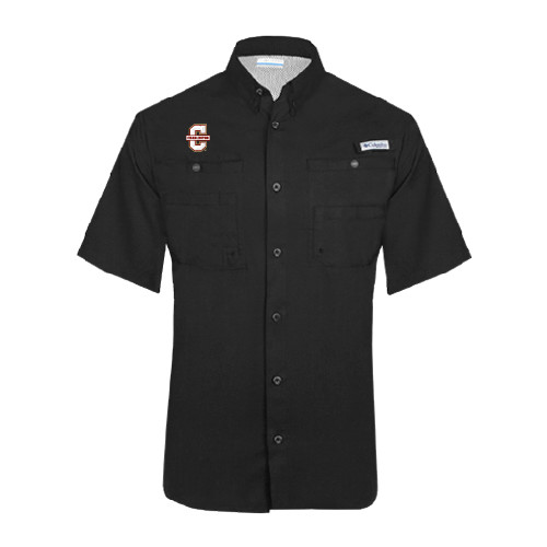  Columbia Black Tamiami Performance Short Sleeve Shirt - Official Logo - C Charleston