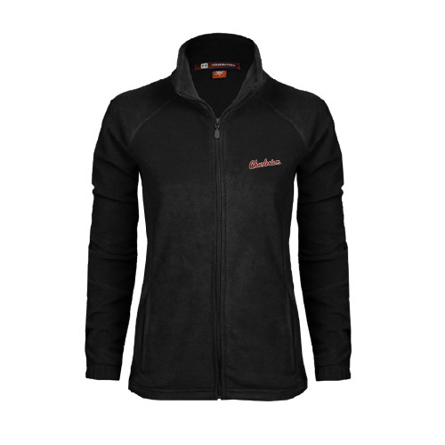  Womens Black Fleece Full Zip Jacket - Charleston Script