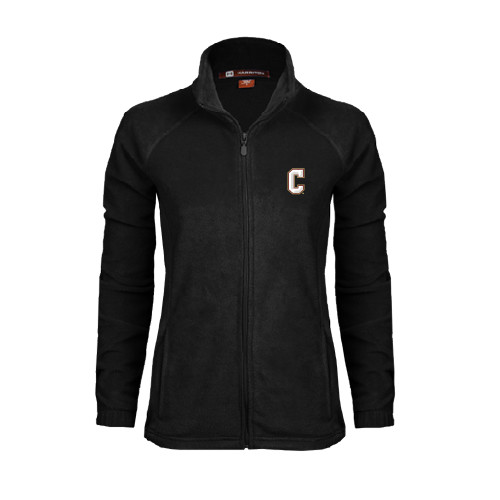  Womens Black Fleece Full Zip Jacket - C