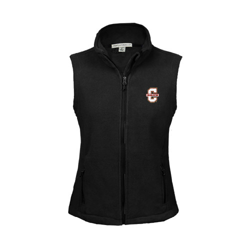  Womens Black Fleece Full Zip Vest - Official Logo - C Charleston
