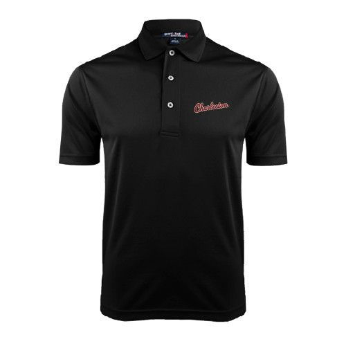  Black Dry Mesh Polo - Charleston Script