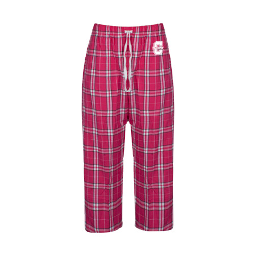  Womens Dark Fuchsia/White Flannel Pajama Pant - Official Logo - C Charleston Tone