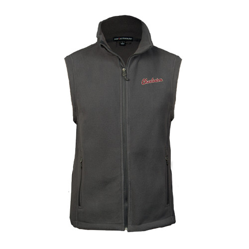  Charcoal Fleece Full Zip Vest - Charleston Script