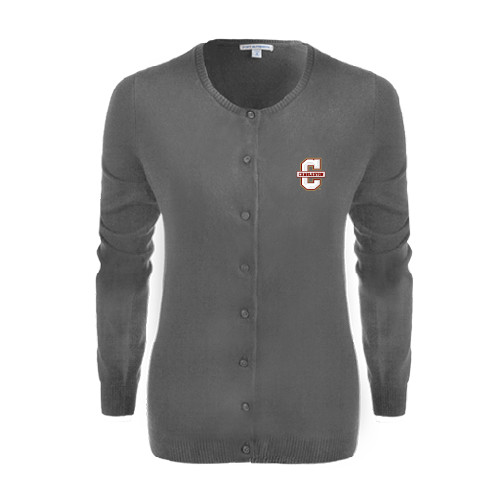  Womens Charcoal Cardigan Sweater - Official Logo - C Charleston
