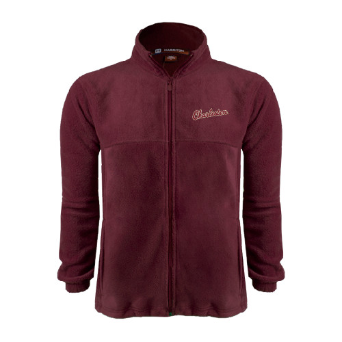  Maroon Fleece Full Zip Jacket - Charleston Script