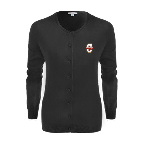  Womens Black Cardigan Sweater - Official Logo - C Charleston