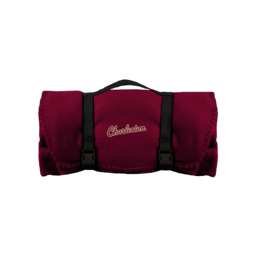  Maroon Arctic Fleece Blanket - Charleston Script