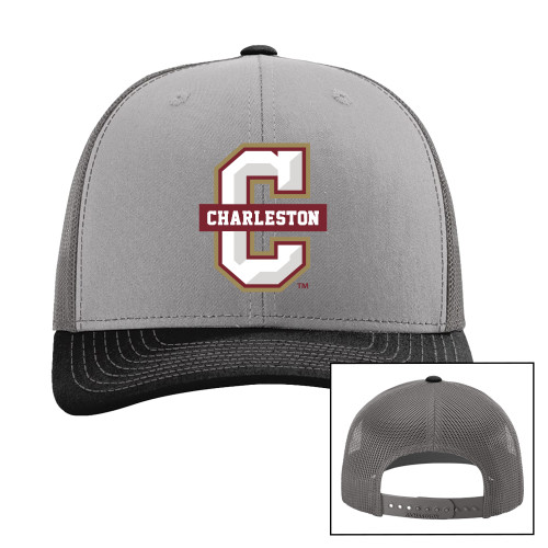  Richardson Grey/Charcoal/Black Trucker Hat - Official Logo - C Charleston