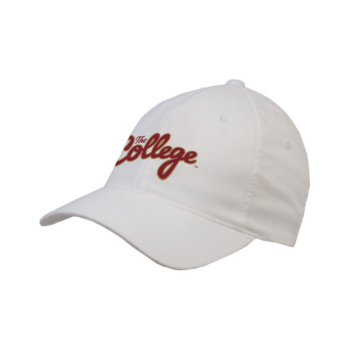  White Flexfit Structured Low Profile Hat - The College Script