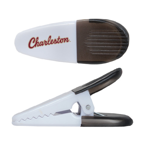  White Crocodile Clip/Magnet - Charleston Script