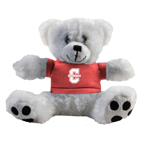  Plush Big Paw 8 1/2 inch White Bear w/Pink Shirt - Official Logo - C Charleston