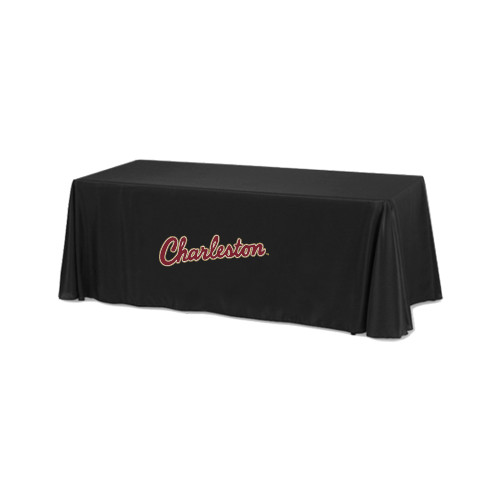  Black 6 foot Table Throw - Charleston Script