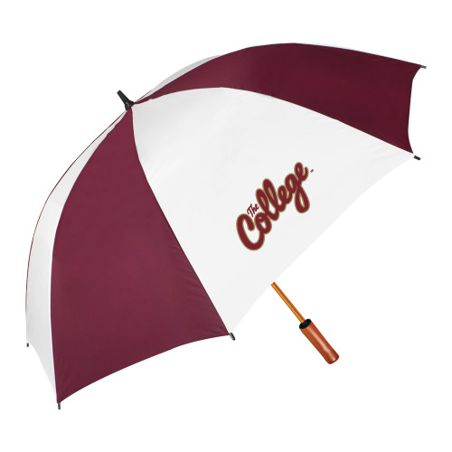  64 Inch Maroon/White Umbrella - The College Script